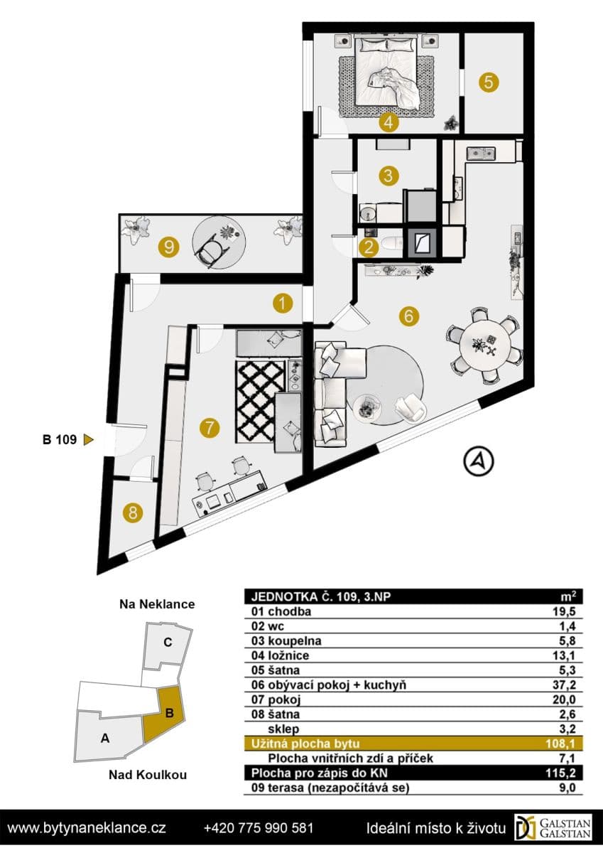 Prodej bytu 3+kk 110 m²